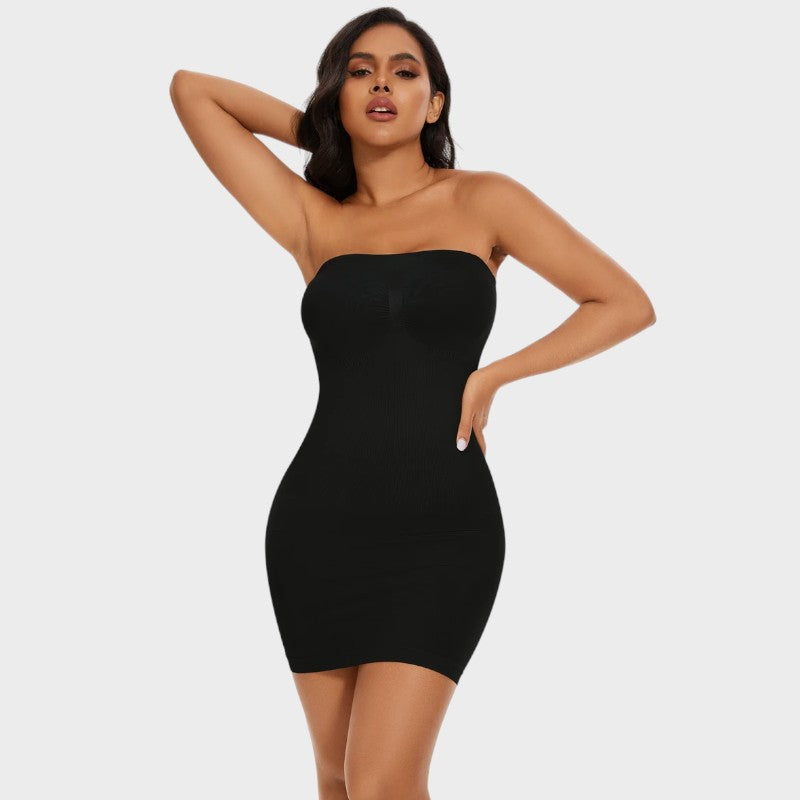 Black bustier slip under the dress
