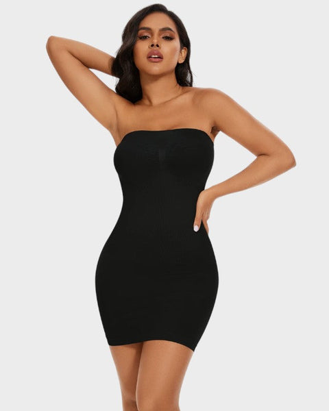 Black bustier slip under the dress