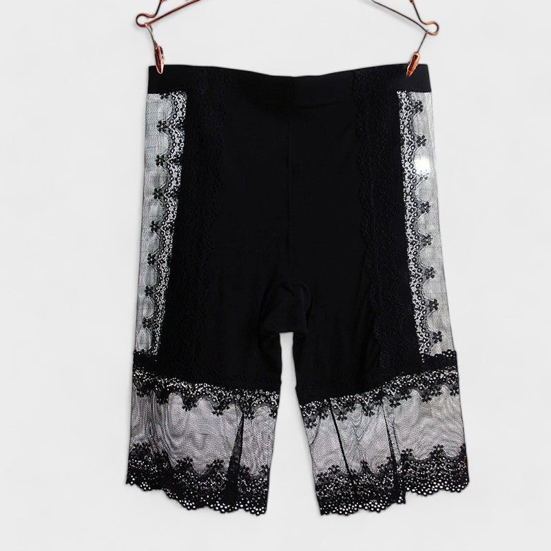 Black lace half slip shorts