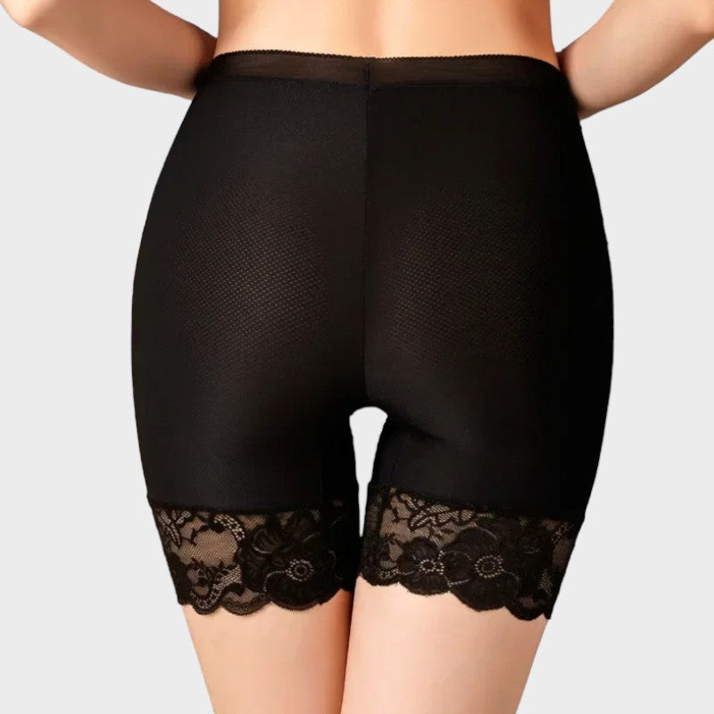Black lace half slip shorts