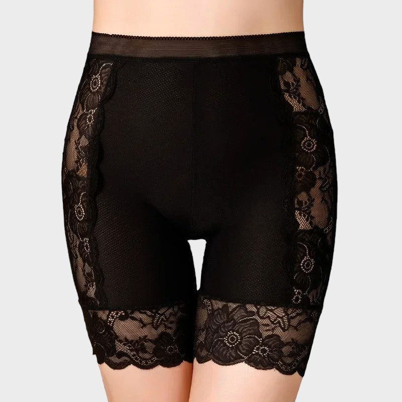 Black lace half slip shorts Black / L