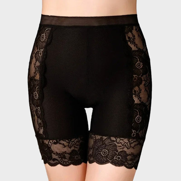 Black lace half slip shorts Black / L