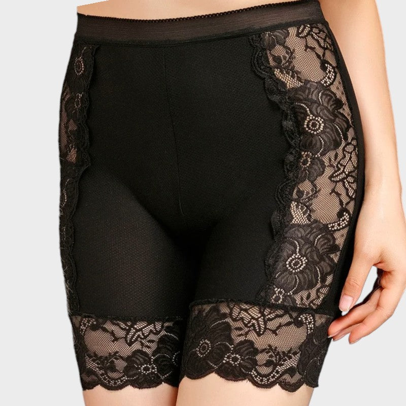 Black lace half slip shorts