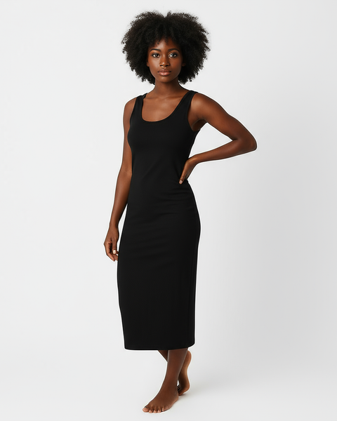 Black long slip dress Black / M (115cm)