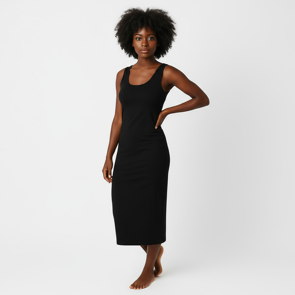 Black long slip dress Black / M (115cm)