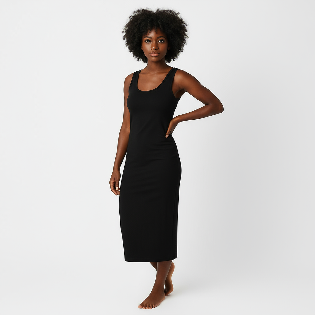 Black Long Slip Dress | Minimal Elegant Look Full Slip Black Long Slip Dress | Minimal Elegant Look Full Slip