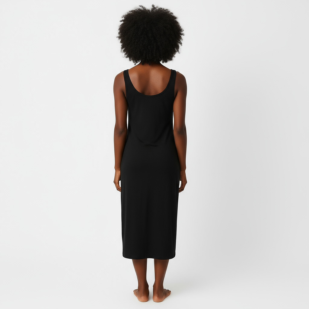 Black long slip dress