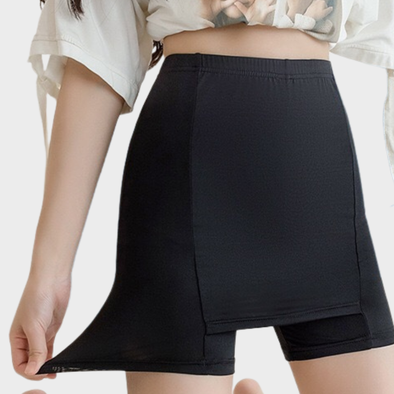 Black shaping slip shorts for women
