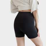 Black shaping slip shorts for women