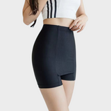 Black shaping slip shorts for women