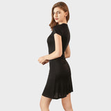 Black short sleeve silk full slip