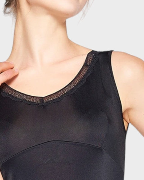 Black silk slip dress