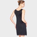 Black silk slip dress