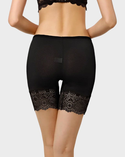 Black thin lace half slip shorts Black / One size (60 - 95kg)