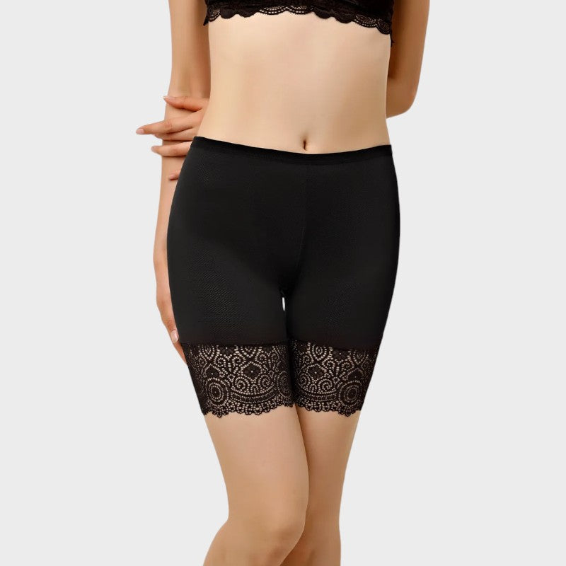 Black thin lace half slip shorts Black / One size (60 - 95kg)