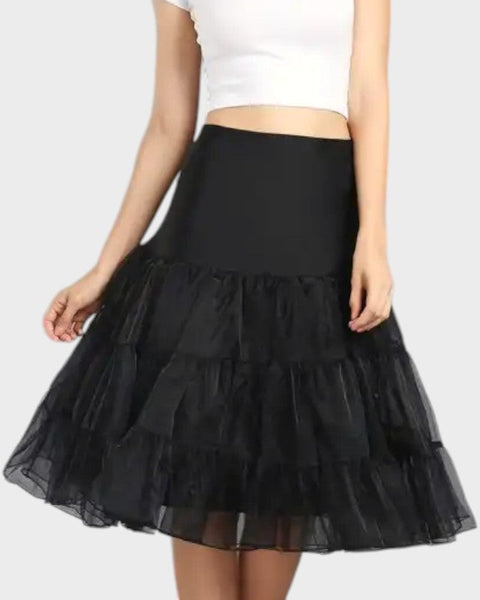 Black tulle half slip Black / S