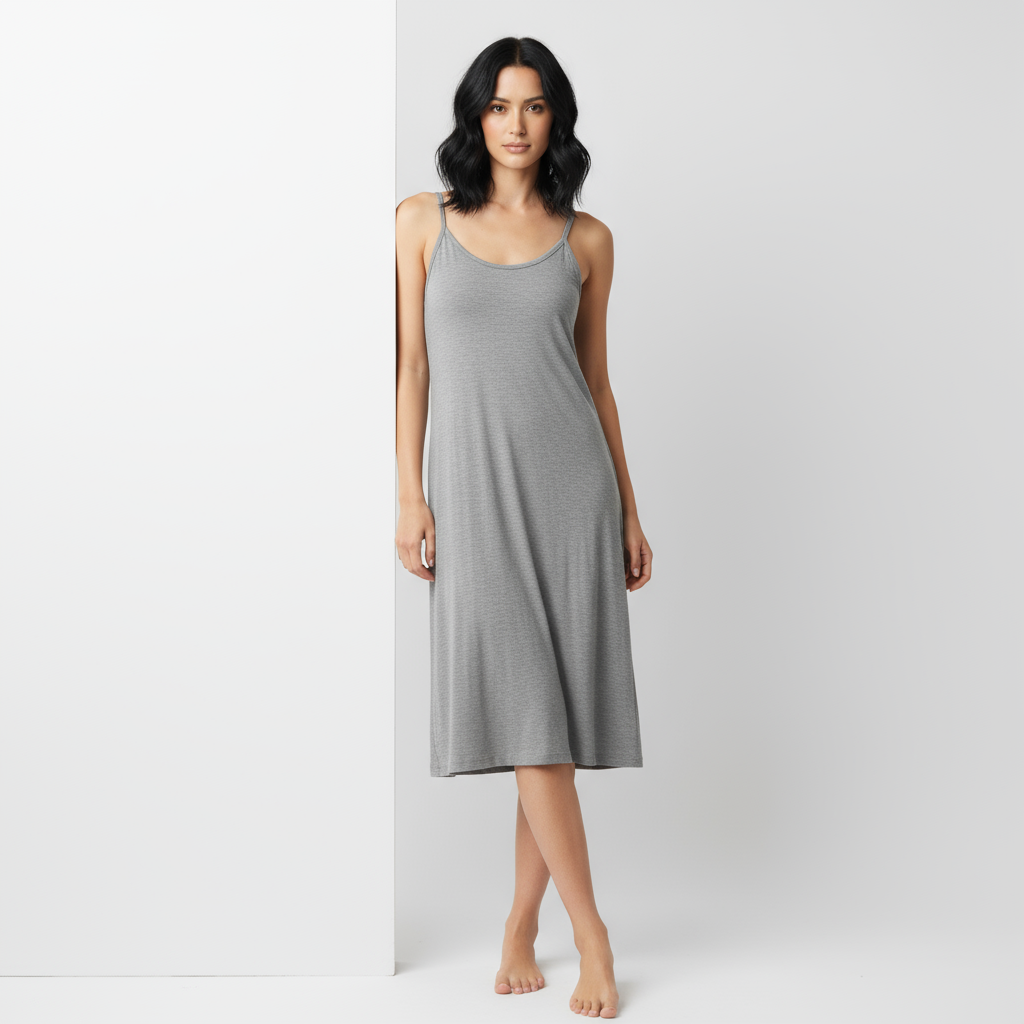 Grey mid length full slip for women Gray / M