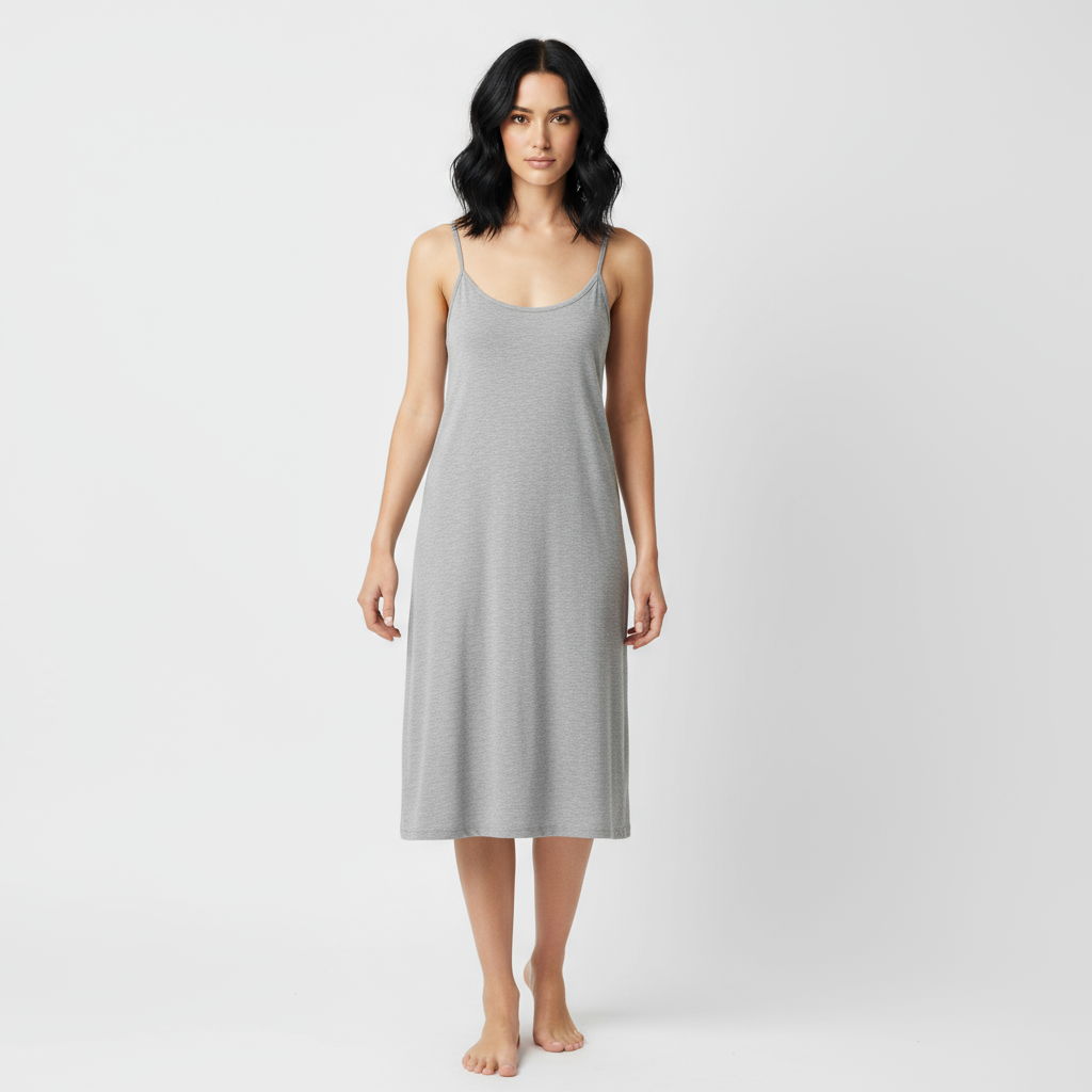 Grey mid length full slip for women
