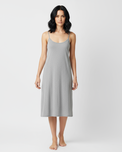 Grey mid length full slip for women