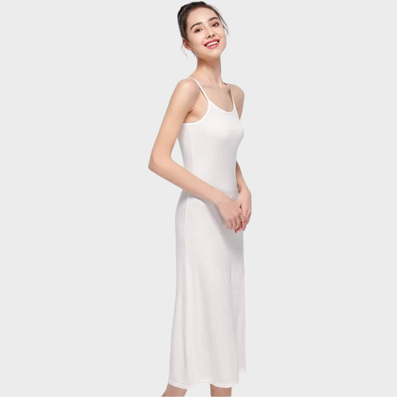 Long full white slip
