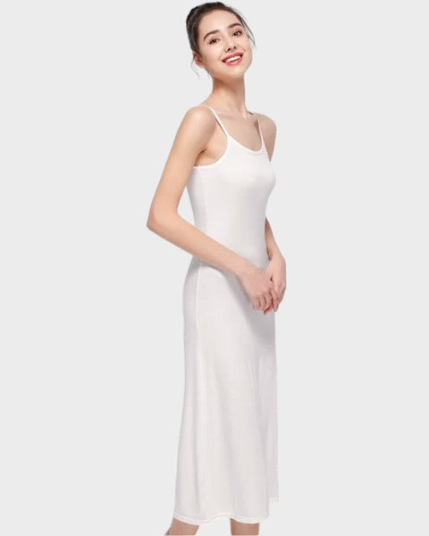 Long full white slip
