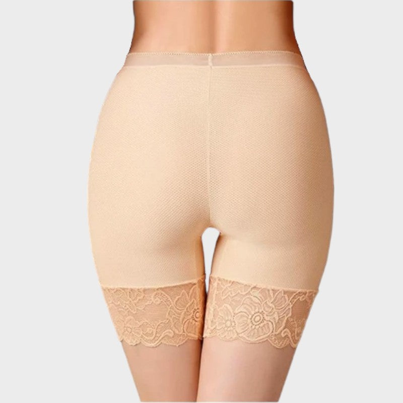 Nude floral half slip shorts