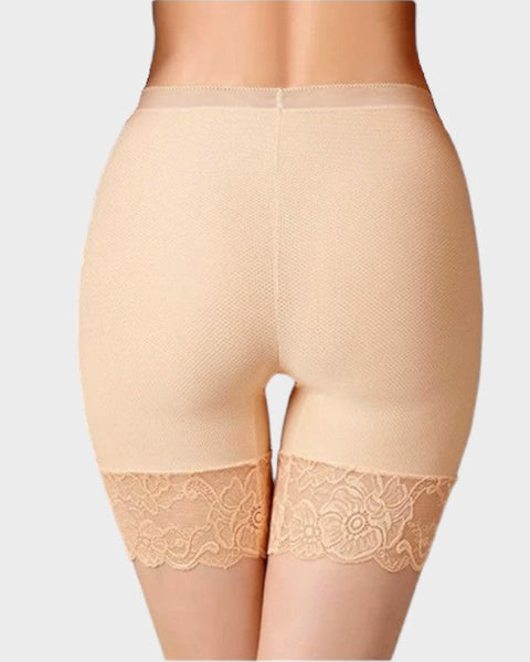 Nude floral half slip shorts