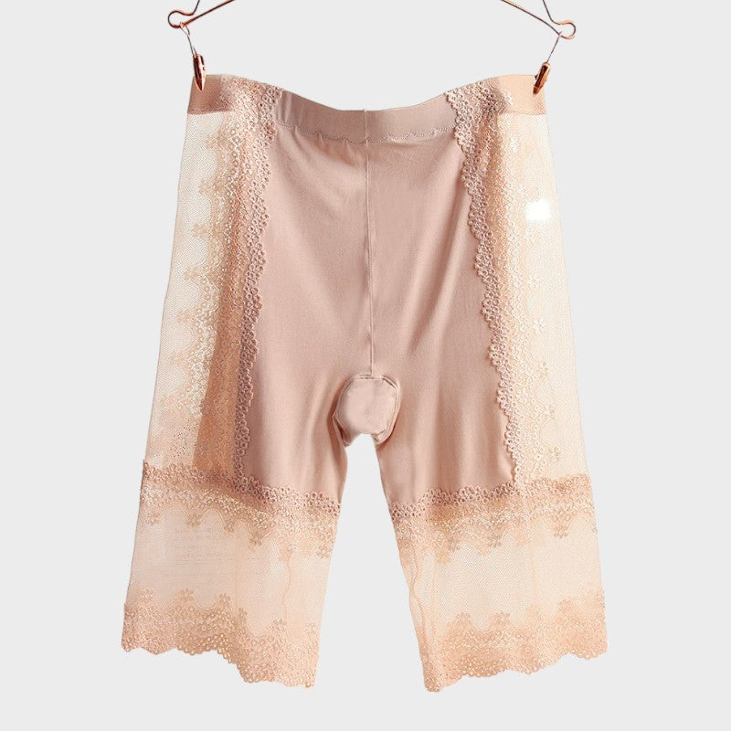 Nude floral half slip shorts