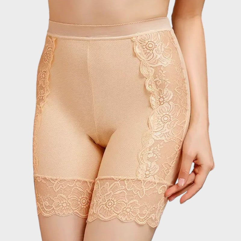 Nude floral half slip shorts