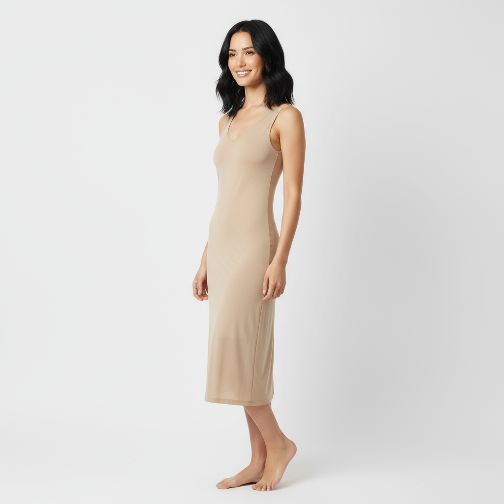 Nude long slip dress