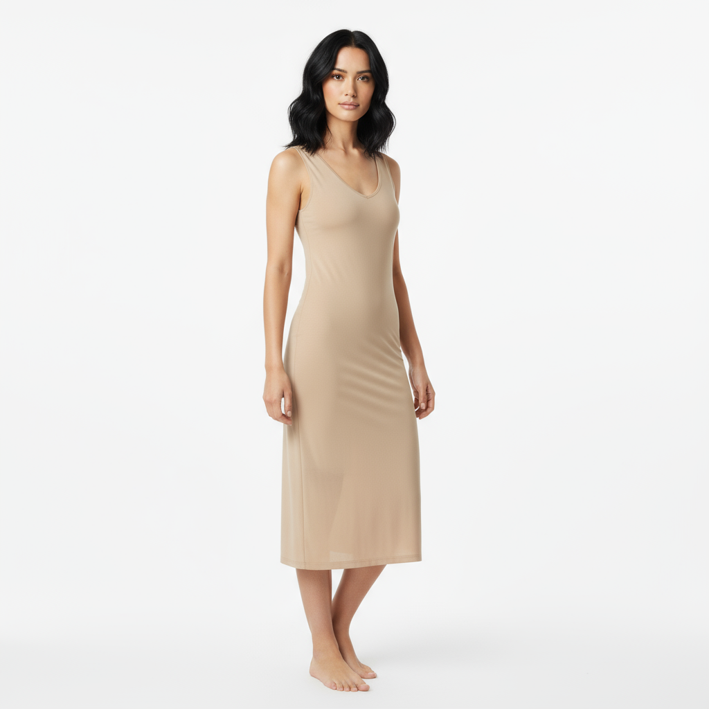 Nude long slip dress Nude / M (115cm)