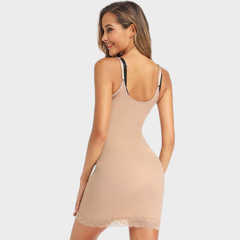 Nude shaping slip under the dress