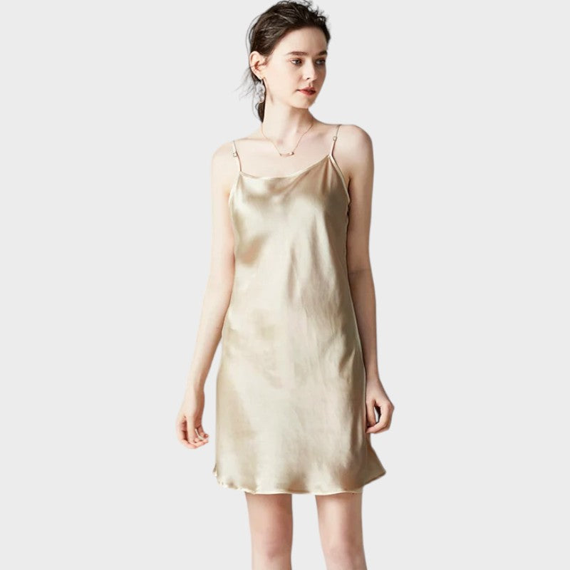 Nude silk slip under the dress