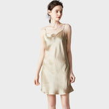 Nude silk slip under the dress