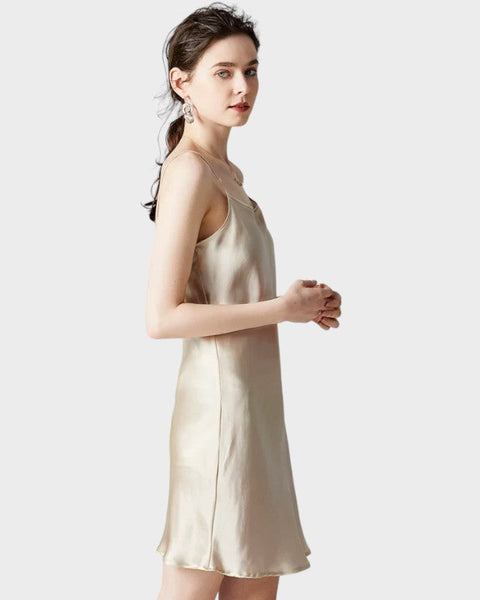 Nude silk slip under the dress