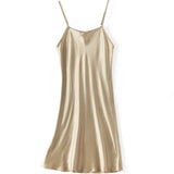 Nude silk slip under the dress