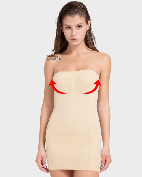 Nude strapless shaping full slip