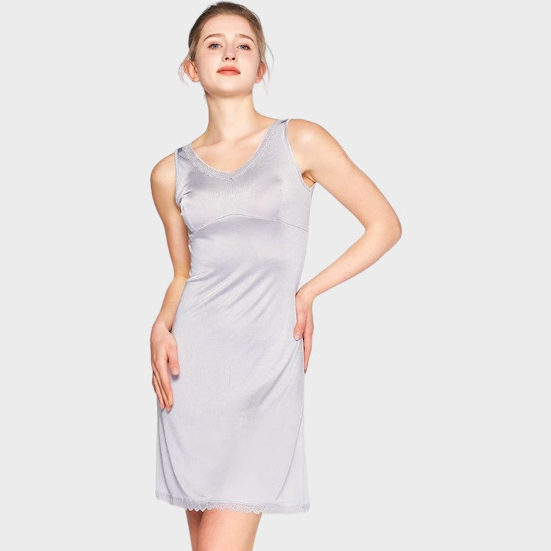 Silver grey lace slip dress Gray / M