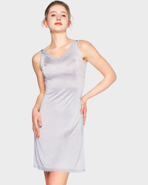 Silver grey lace slip dress Gray / M