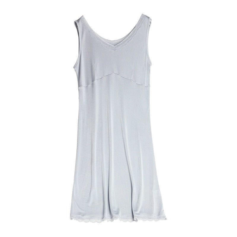 Silver grey lace slip dress