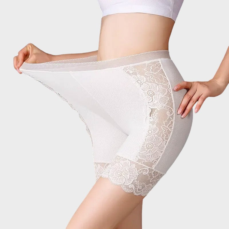 White floral half slip shorts