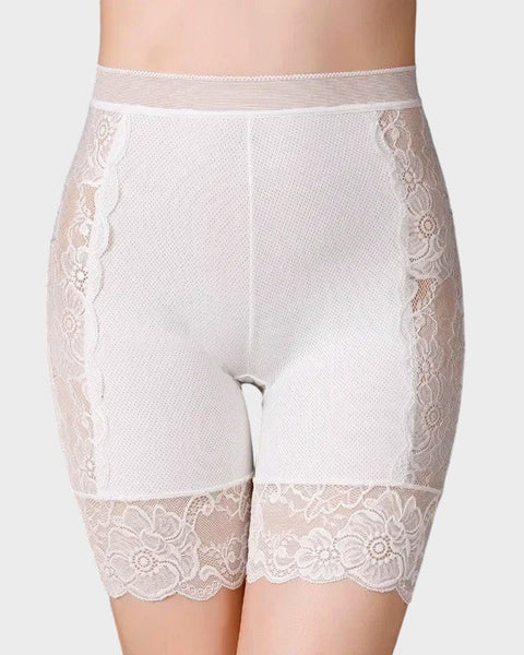 White floral half slip shorts White / L