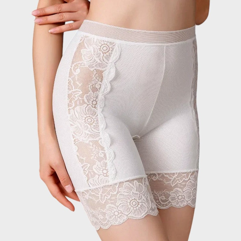 White floral half slip shorts