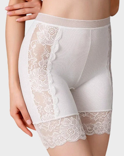 White floral half slip shorts