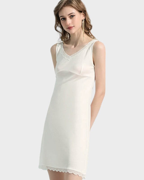 White lace slip dress