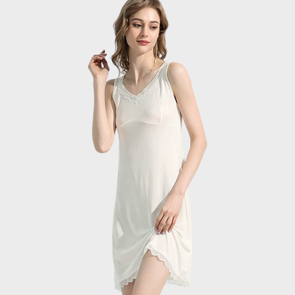 White lace slip dress White / M