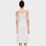 White mid length slip under the dress