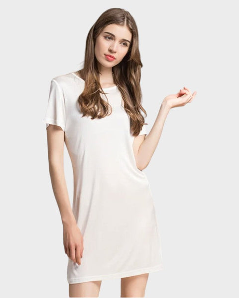 White silk full slip White / M