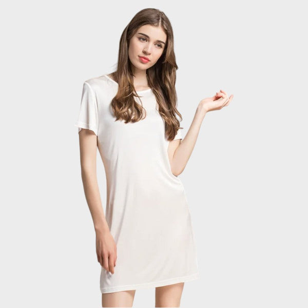 White silk full slip White / M