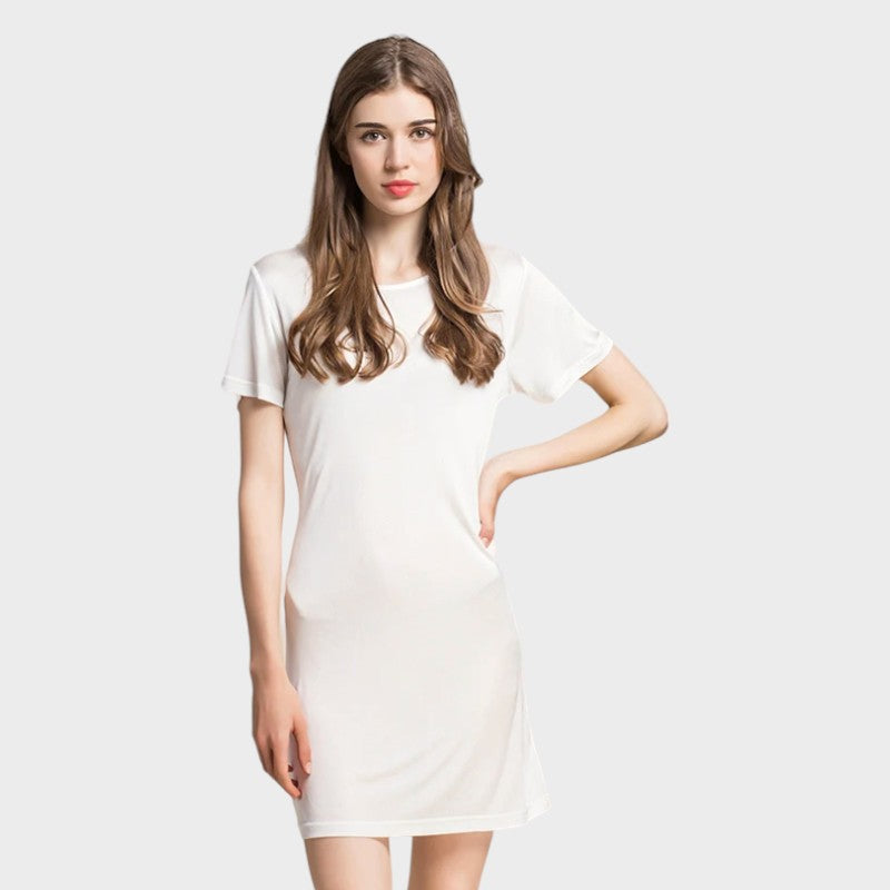 White silk full slip
